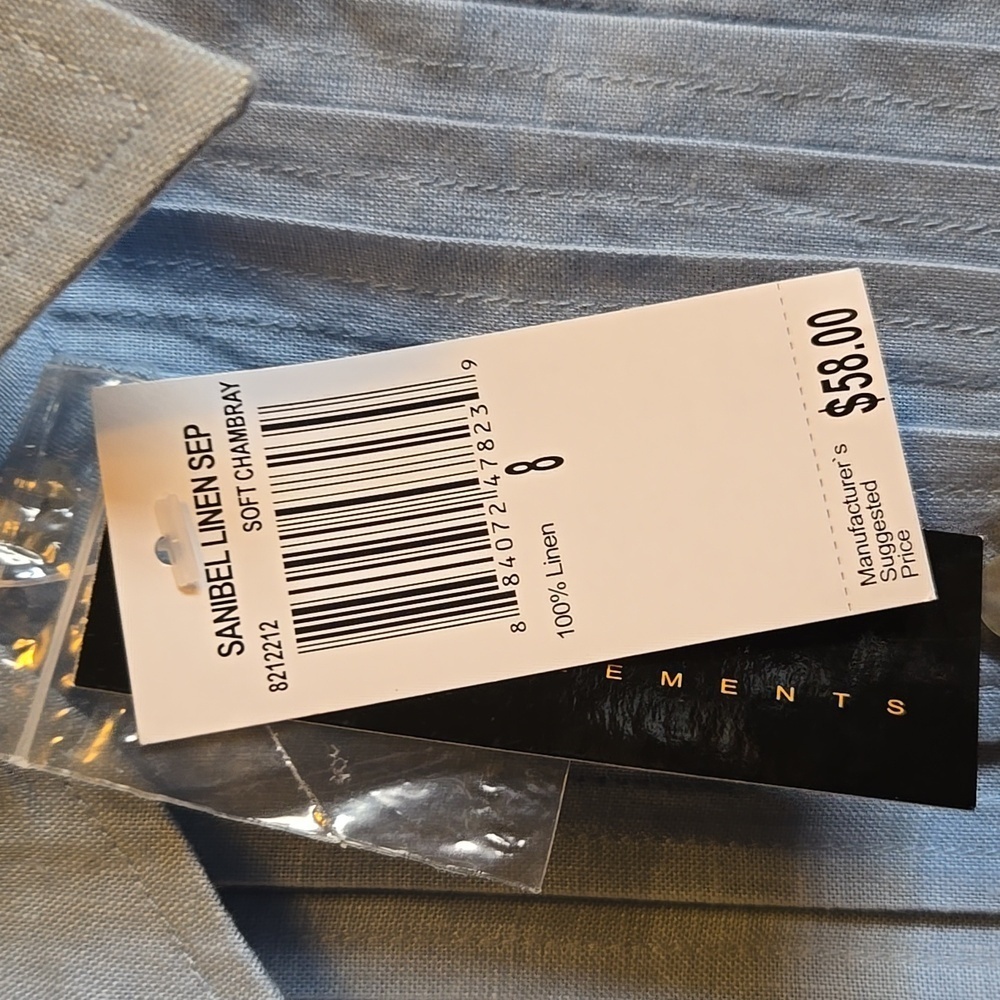 Grace Elements-Linen blue pleated top with 3/4 sleeves Size 8 NWT. - Picture 3 of 8